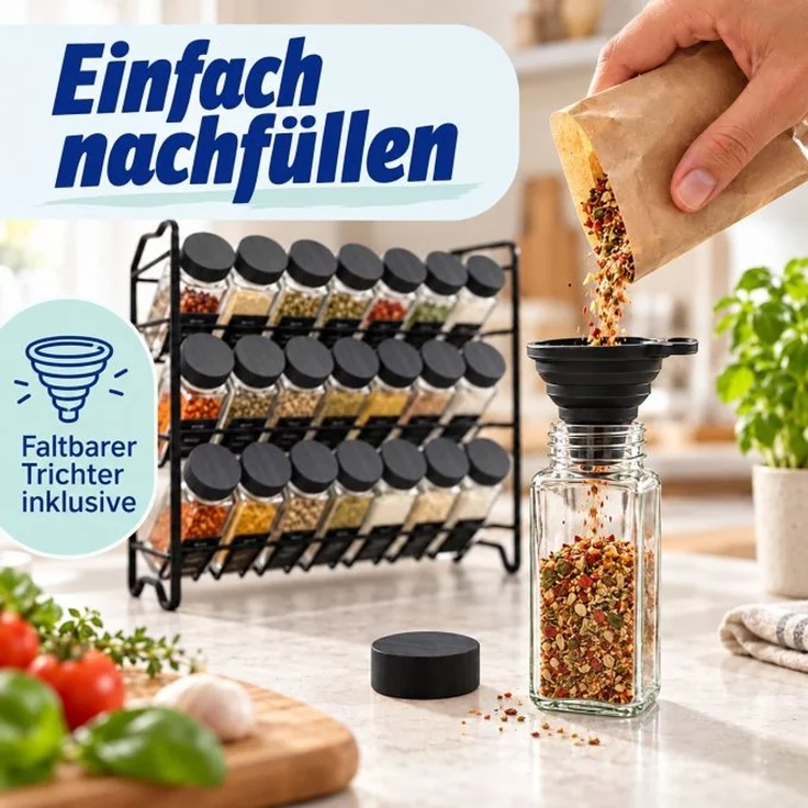 Relaxdays Gewürzregal mit 24 Gewürzgläsern – Bild 3