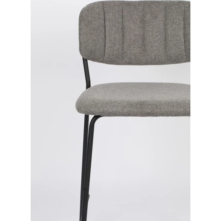 Barhocker Jolien im 2er-Set, Theken- und Küchenhocker mit gepolstertem Sitz aus 100% Stoff in Grau und schwarzem Metallgestell, Sitzhöhe 65 cm – Bild 6