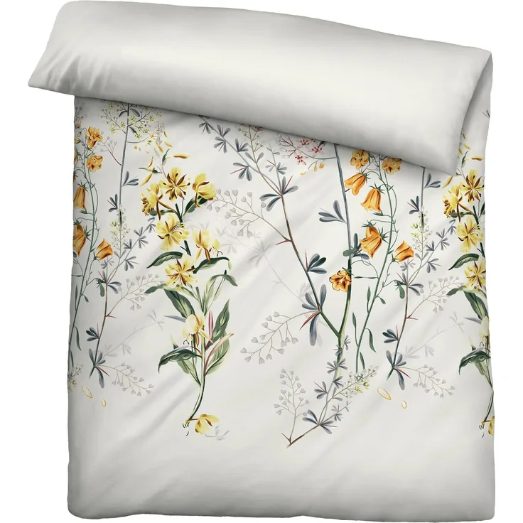 biberna Satin Bettwäsche 0616321 BLUMEN, perlmutt, 1x 155x200 cm + 1x 80x80 cm