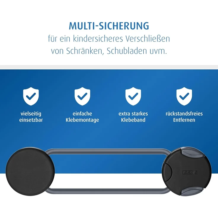 reer Multi-Sicherung 1 Stück, Kindersicherung für Schrank, Schublade und mehr, vom Schwäbischen Kindersicherheitsexperten, Schwarz – Bild 3