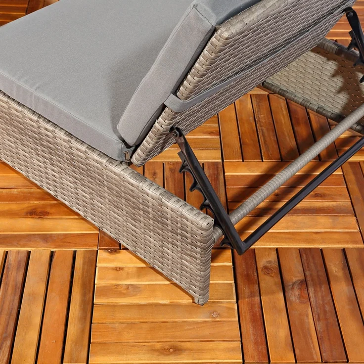 Gartenmöbelset Sessel Tisch Sitzgruppe Polyrattan Essgruppe grau/schwarz – Bild 3