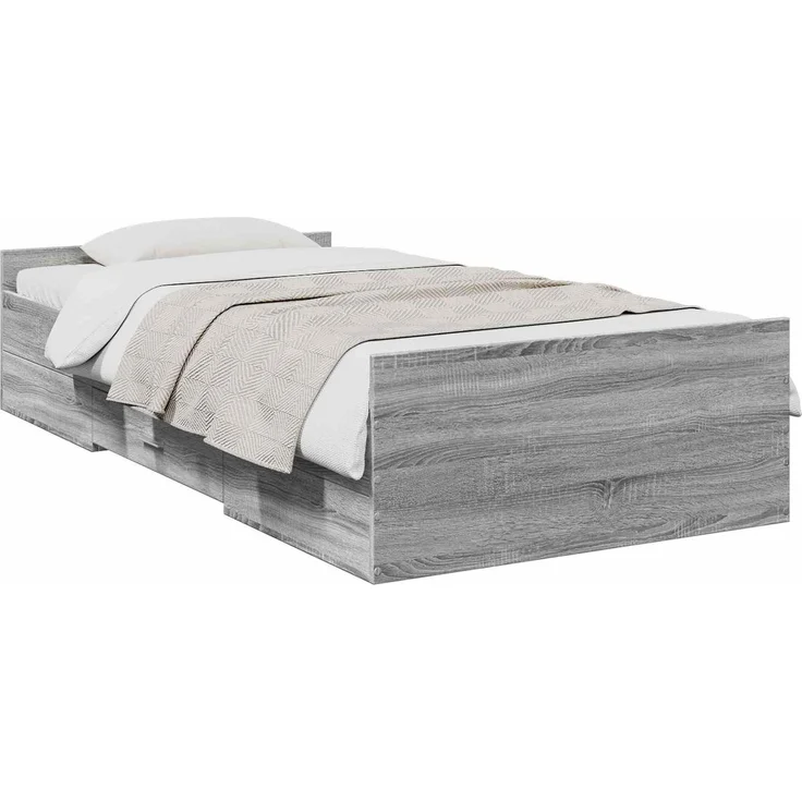 vidaXL Bettgestell mit Stauraum Grau Sonoma 80 x 200 cm Holzwerkstoff 3429505 – Bild 2