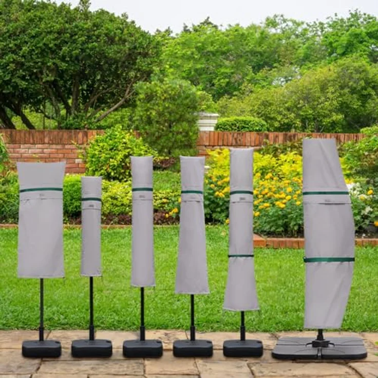 Sekey Sonnenschirm Schutzhülle mit Stab, Abdeckhauben für 350cm / 200x300 cm Gartenschirm mit Belüftungsöffnungen, Abdeckung für Marktschirm / Balkonschirm, wasserdicht – Bild 9
