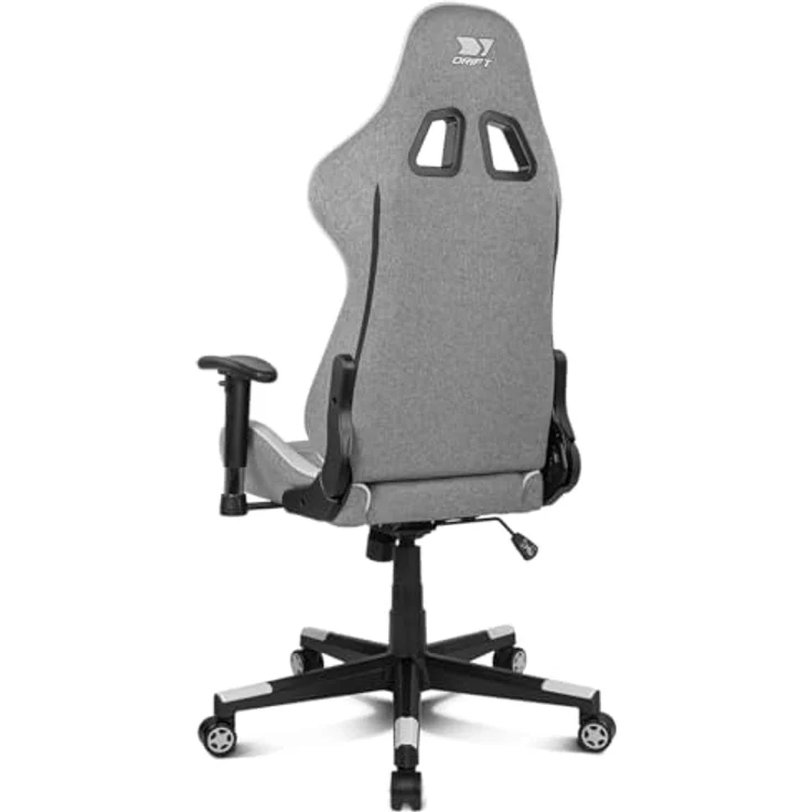 DRIFT GAMING DR90 PRO – Ergonomischer Gaming-Stuhl mit Kopf- und Lendenstütze, 135° neigbare Rückenlehne, 2D-verstellbare Armlehnen, atmungsaktiver Stoff, Nylonbasis und Gasfeder Klasse 4, Grau/Weiß – Bild 4