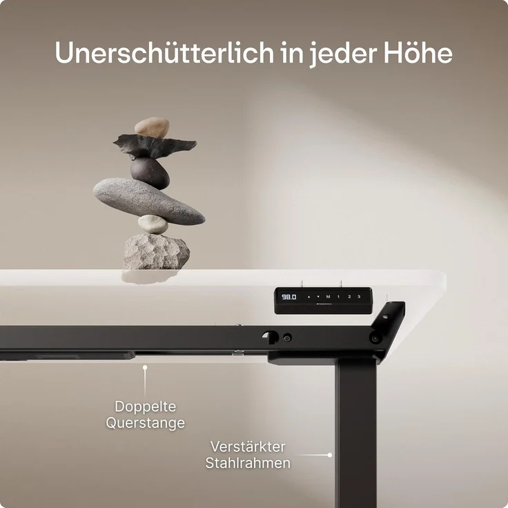 Desktronic Elektrisch Höhenverstellbarer Schreibtischgestell HomeOne, Schwarz, mit Memory-Funktion, Anti-Kollisions Technologie, USB-A und USB-C-Ladeanschlüssen – Bild 5