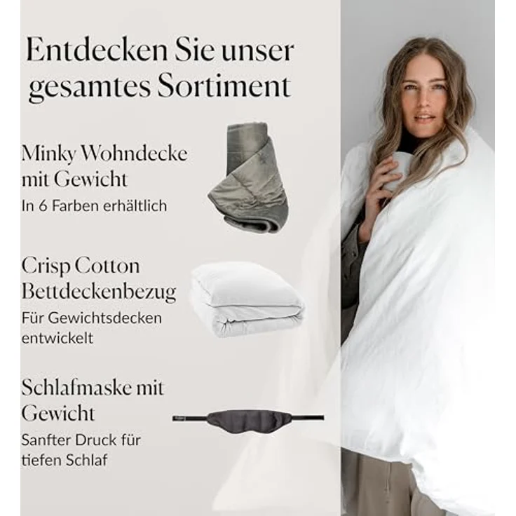 CURA Pearl Classic Gewichtsdecke 150x210 7kg - Anti Stress Therapiedecke - Schwere Decke für tiefen Schlaf und bessere Erholung - Schwere Bettdecke aus 100% Baumwolle - Heavy Weighted Blanket – Bild 8