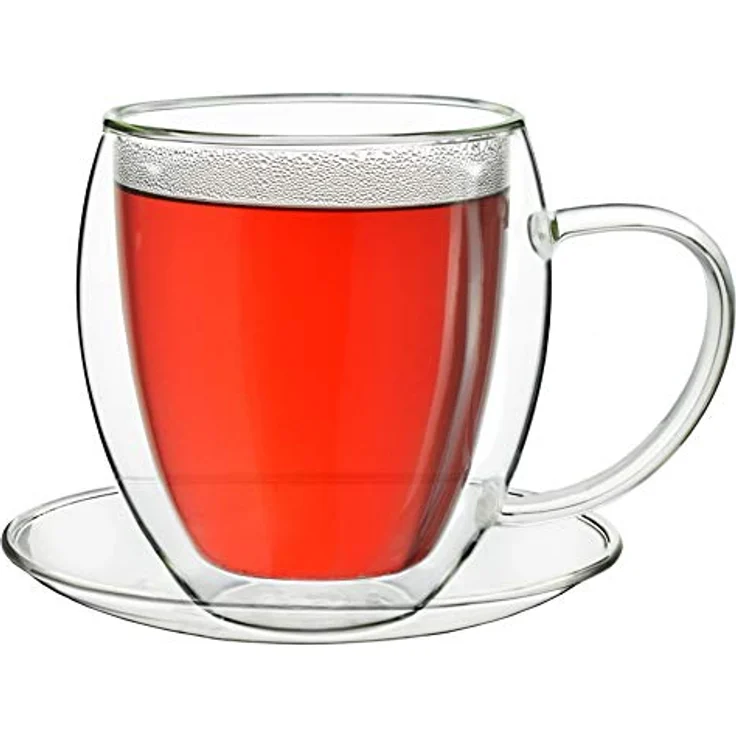 Creano Teeglas Creano 2er-Set Thermotasse, Extra Große doppelwandige Gläser mit Unter, Borosilikatglas, 2 Tassen mit Untertassen – Bild 10