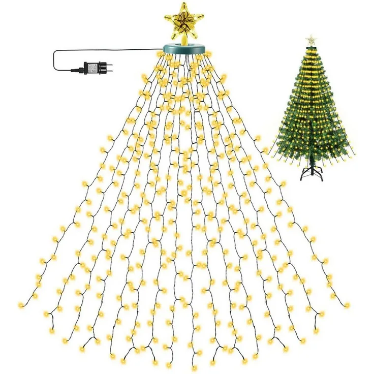 Sunicol Lichterkette Weihnachten Strom Lichterketten mit 8 Leuchtmodi, Timer, 1-flammig, Lichterketten für Party, Garten, Baum