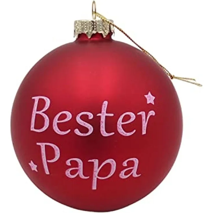 BURI Glas-Weihnachtsbaumkugeln rot mit Spruch ∅ 10cm Christbaumschmuck Weihnachtsdeko