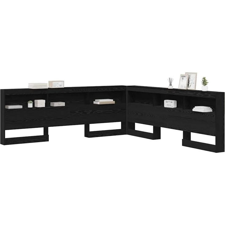 vidaXL Aufbewahrungskopfteil Schwarz Eichen-Optik Holzwerkstoff 76,5 x 217,5 x 217,5 cm – Bild 3