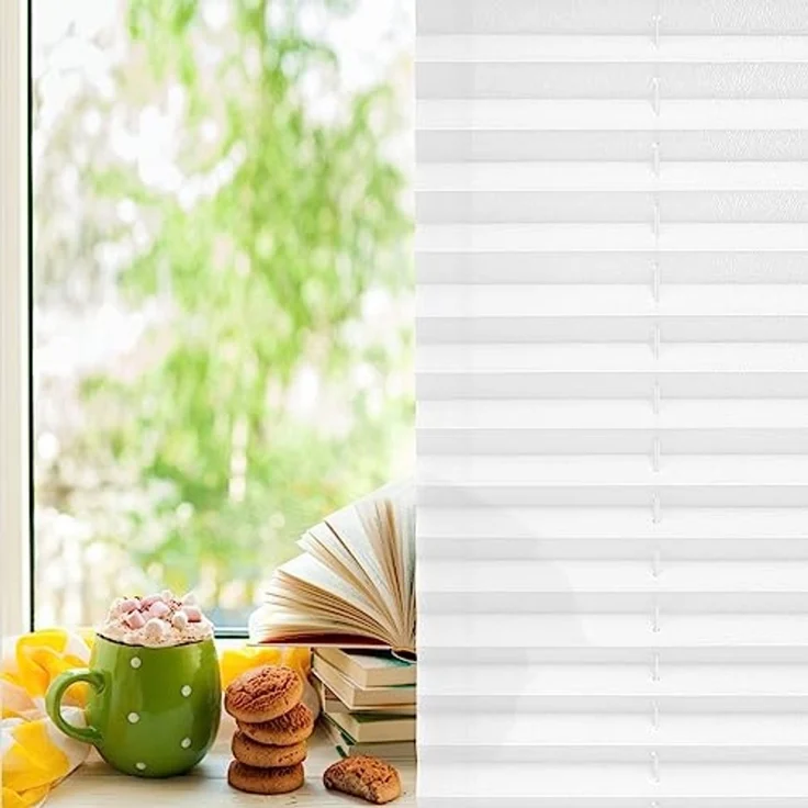 Plissee ohne Bohren Klemmfix 115x200 cm(BxH) Weiß Jalousie Sonnenschutz Easyfix Faltrollo Lichtdurchlässig Rollo für Fenster & Tür – Bild 3