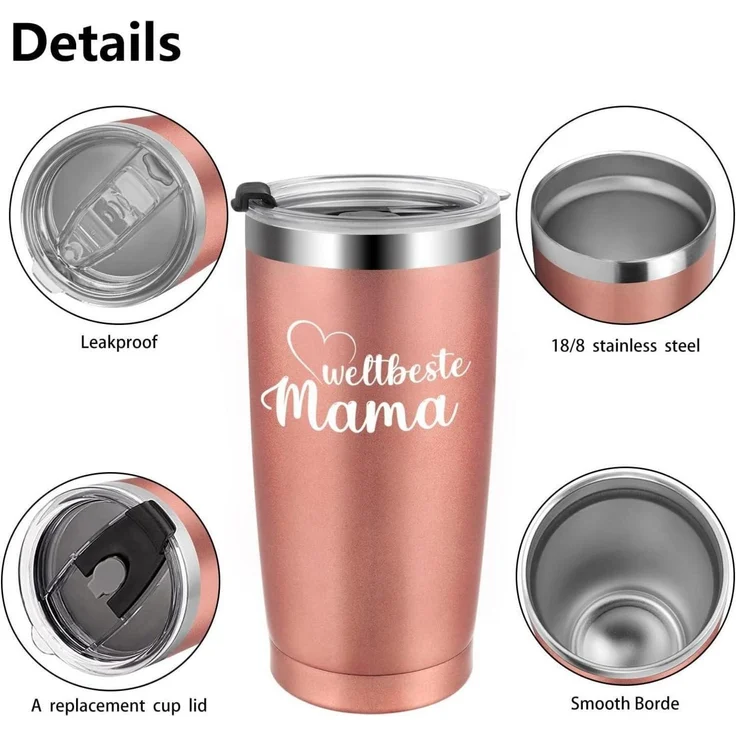 Livole Mama Geschenk - Beste Mama Tasse 600ml Edelstahl Thermobecher – Bild 5