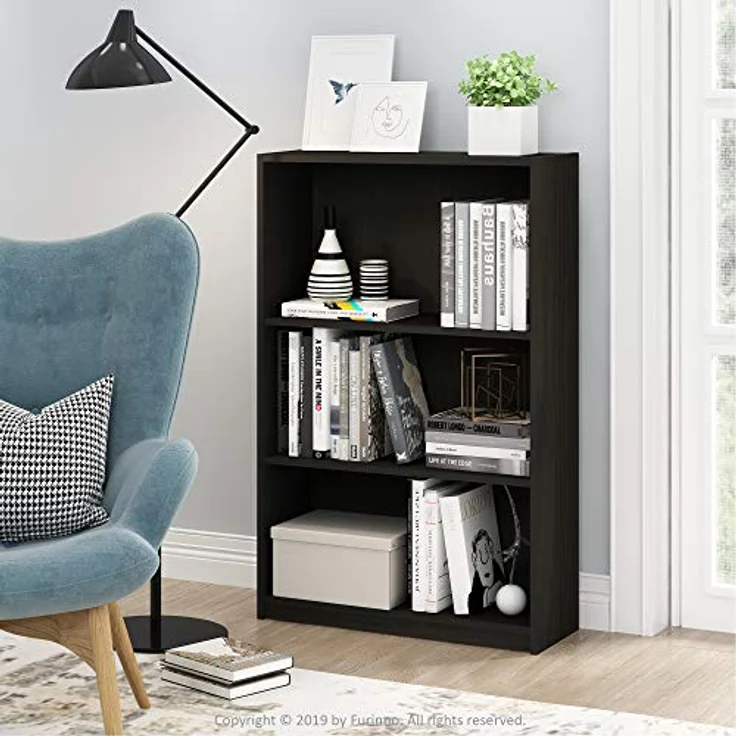 Furinno JAYA Einfaches Bücherregal, holz, Espresso, 24. 13x24. 13x102. 36 cm – Bild 3
