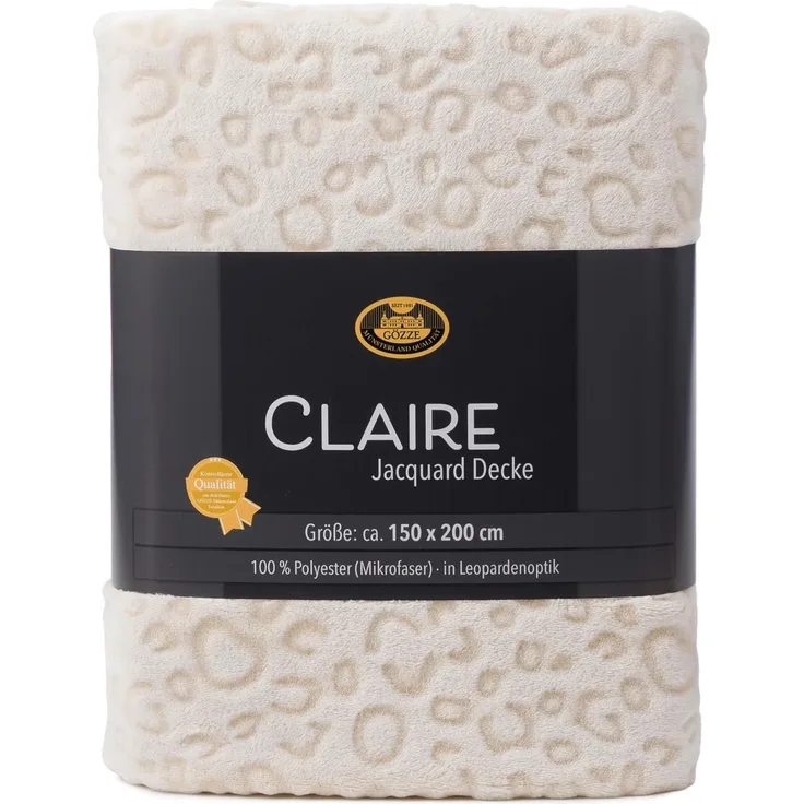 GÖZZE Decke CLAIRE creme BL 150x200 cm beige Wohndecke Kuscheldecke Sofadecke Couchdecke Plate