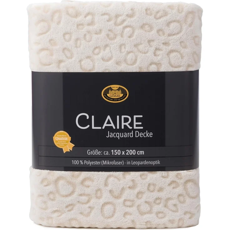 GÖZZE Decke CLAIRE creme BL 150x200 cm beige Wohndecke Kuscheldecke Sofadecke Couchdecke Plate