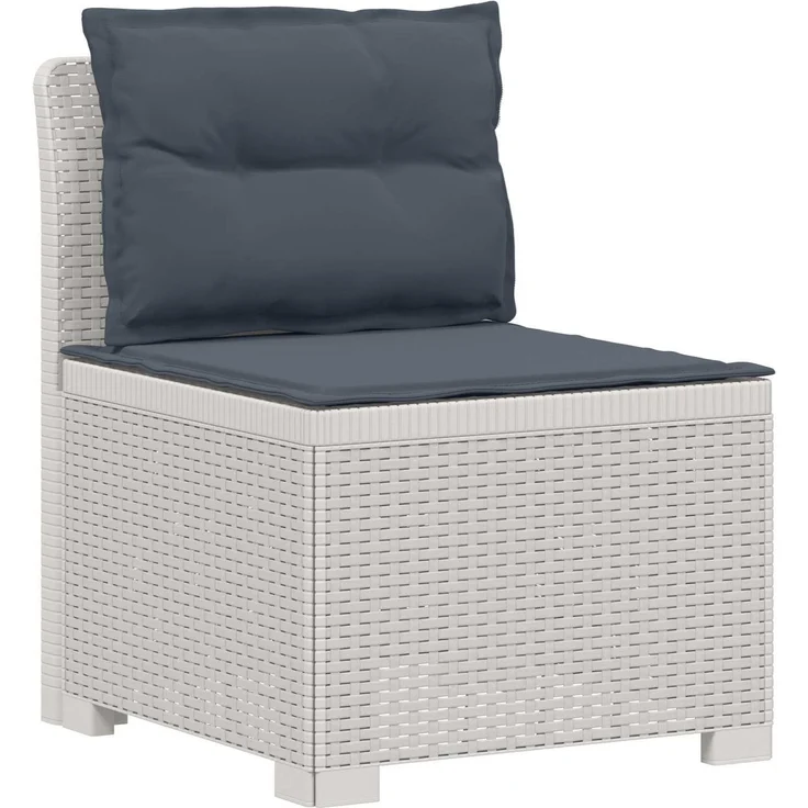 vidaXL 5-Sitzer Gartensofa mit Kissen Rattan-Look PP Weiß 3443917 – Bild 4