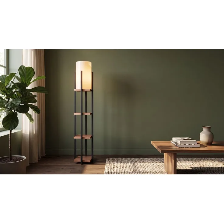 KAWOLA Stehlampe AMARIS Stoff schwarz kupfer 130 x 25 x 25 cm