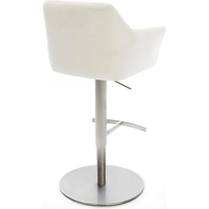 Barstuhl Yulo-Flex Bouclé Soft Beige Drehfuß höhenverstellbar Edelstahl Silberfarben – Bild 6