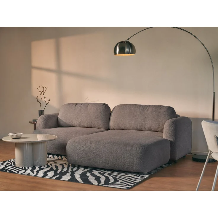 Selsey Tvoya Ecksofa mit Schlaffunktion, Ottomane rechts, Bouclé Graubraun – Bild 3