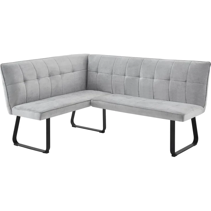 byLIVING Eckbank TALEA/Webstoffbezug in hellgrau, Gestell in schwarz/Große Eckbank L-Form, Langer Schenkel rechts, komfortable Nosaqfederung/Sitzbank/Essbank/Maße: 128x168, H 93,5 cm