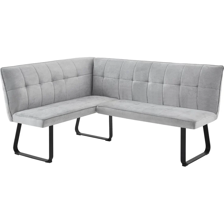 byLIVING Eckbank TALEA/Webstoffbezug in hellgrau, Gestell in schwarz/Große Eckbank L-Form, Langer Schenkel rechts, komfortable Nosaqfederung/Sitzbank/Essbank/Maße: 128x168, H 93,5 cm