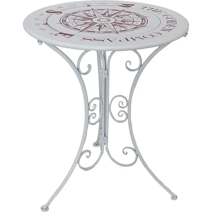 Bistrotisch, Kompass-Design, Eisen, weiß, 60 cm