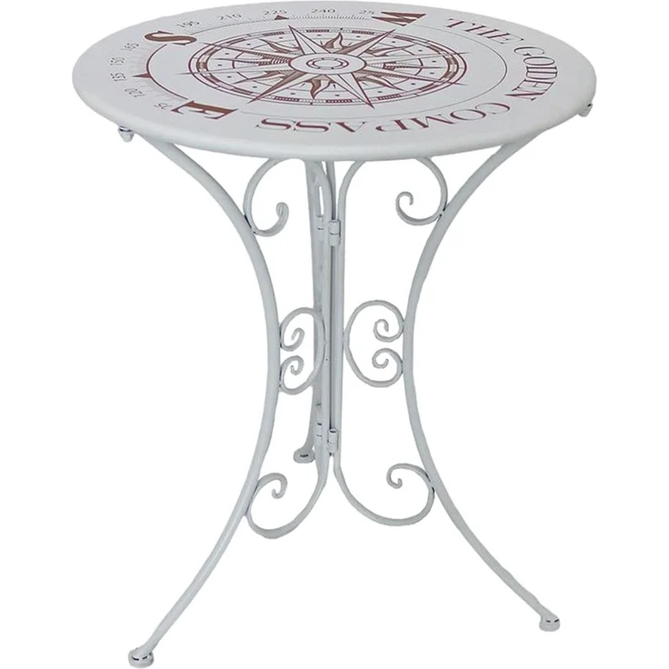 Bistrotisch, Kompass-Design, Eisen, weiß, 60 cm – Bild 1