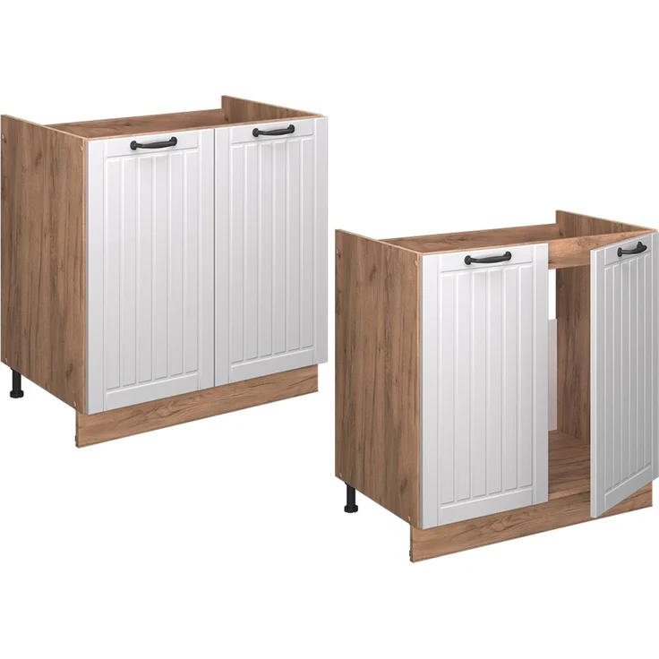 Spülenunterschrank Fame-Line Weiß Landhaus 80 cm , AP Marmor Vicco – Bild 6