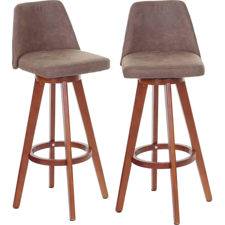 MCW Barhocker, Vintage Look, drehbar, braun, Holz, 48x97x48 cm, bequeme Polsterung, Esszimmer Barmöbel