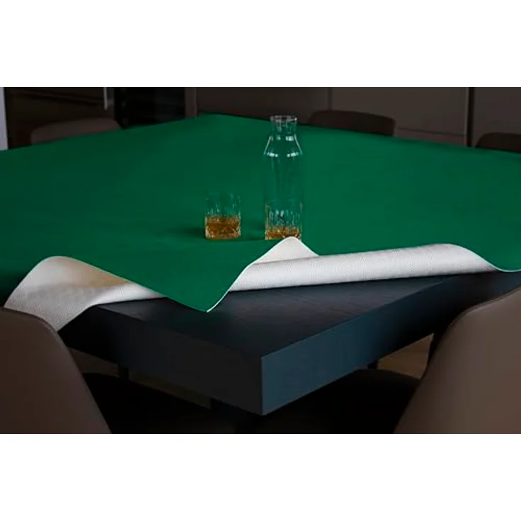 GEMITEX Molle Tischschutz, hergestellt in Italien, rutschfest, stoßfest, doppelseitig, weiß/grün, 140x140 cm, dekoriert und schützt Ihren Tisch vor Stößen, Kratzern und Flüssigkeiten, mit – Bild 3