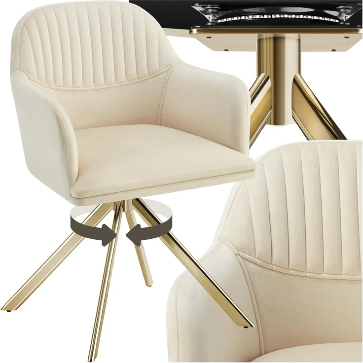 tectake Esszimmerstuhl Samt-Drehstuhl (1er Set, 1 St), gepolstert – Bild 1