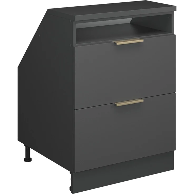 Küchenschrank für Dachschrägen R-Line Anthrazit-Gold 60 cm mit 2 Schubladen, Schrankkorpus 60 cm Tiefe Vicco – Bild 1