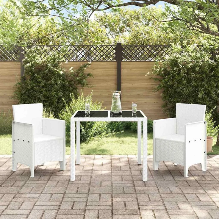 vidaXL Gartenstuhl mit Kissen 2 pcs Weiß 53 x 49 x 85 cm Polypropylen 847458 – Bild 3