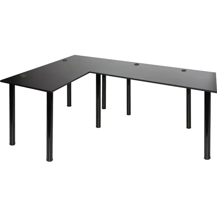 SyberDesk Gaming Pro Eckschreibtisch 197 x 132 cm – großer Computertisch, Eckschreibtisch, Schreibtisch für Büro & Gaming (links, schwarz) – Bild 5