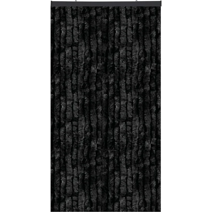 Flauschvorhang 80x185 cm in Unistreifen schwarz, perfekter Insekten- und Sichtschutz für Ihre Balkon- und Terrassentür, viele Farben – Bild 1