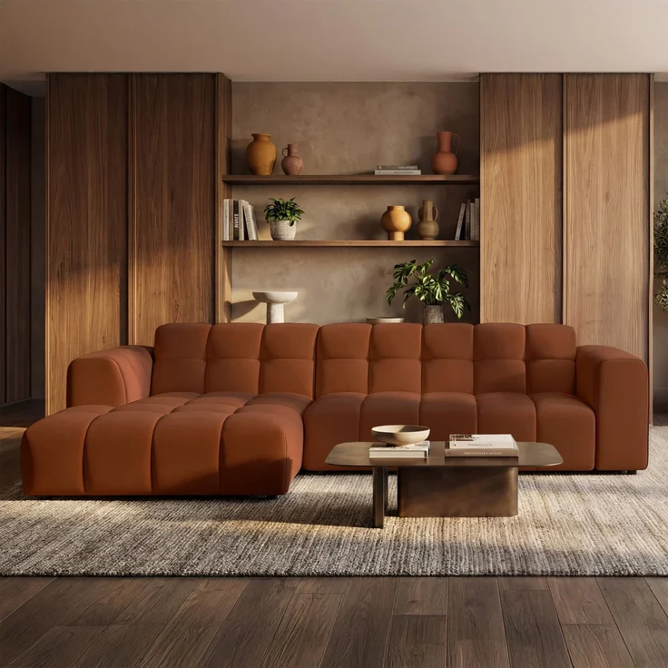 Selsey 'Boloon' Ecksofa L-Form, 3-Sitzer, links, Samt Kupfer, 300 cm – Bild 2