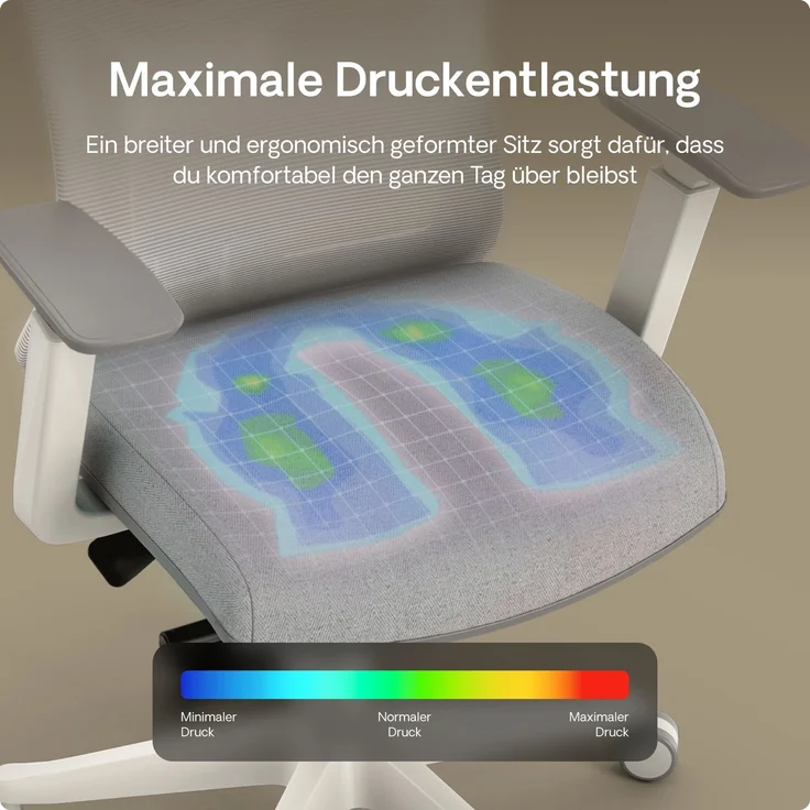 Desktronic Bürostuhl Verstellbarer Ergonomischer SitPro, Grau 3-Dimensional Armlehne, Integrierte 5-Wege-Lendenwirbelstütze – Bild 9
