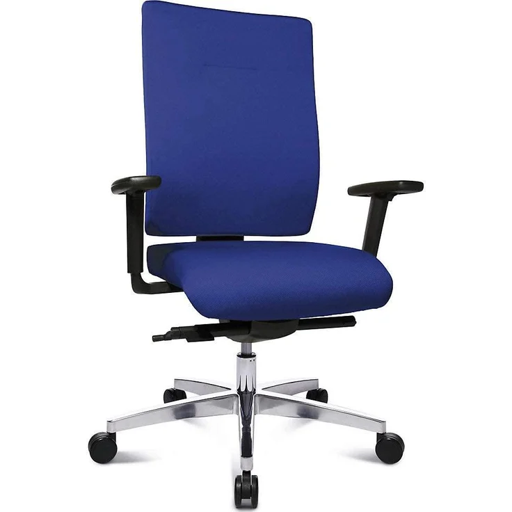 Topstar Sitness 70 komfort Bürostuhl, Schreibtischstuhl, Sitzneige- und Sitztiefenverstellung (inkl. höhenverstellbare Armlehnen) Stoffbezug blau – Bild 1