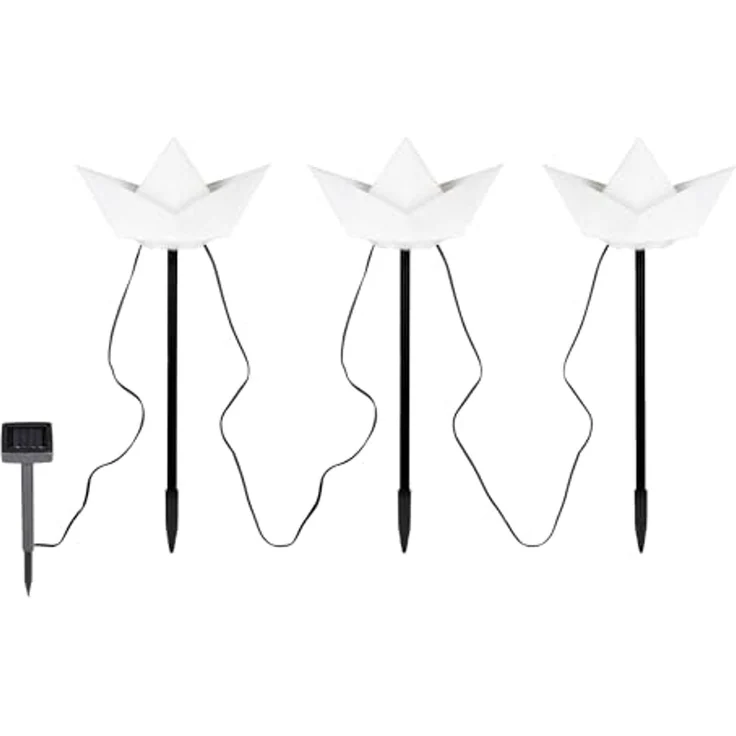 Spetebo LED Solarleuchte Solar Gartenstecker "Papierboot" - 3er Set, Dauerlicht, Blinklicht, LED, warm weiß, 2 Leuchtfunktionen – Bild 2