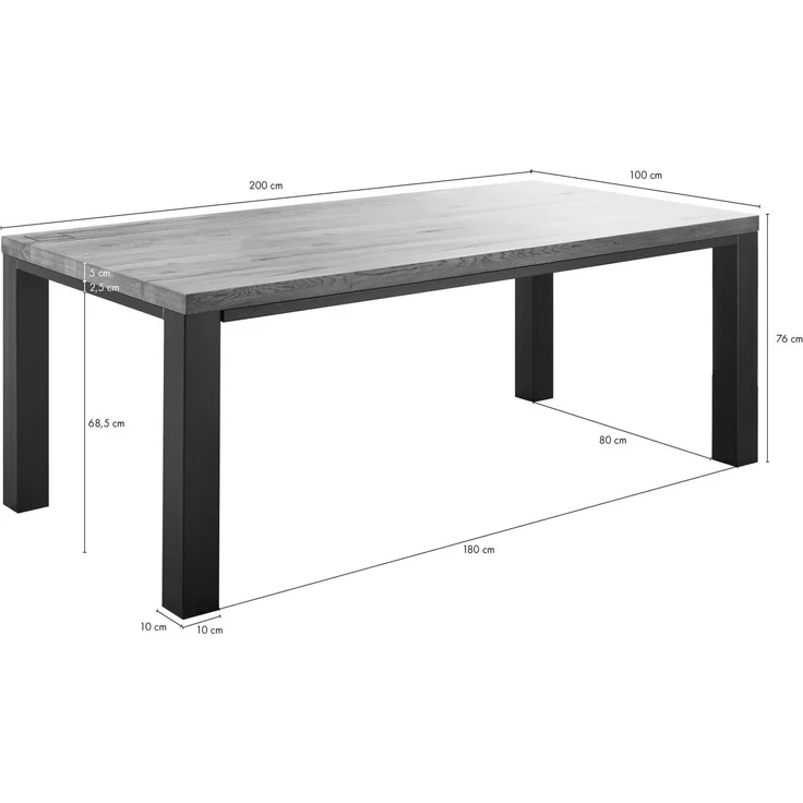 Esstisch Wildeiche 200x100x76 natur geölt VILLANDERS #119 – Bild 9