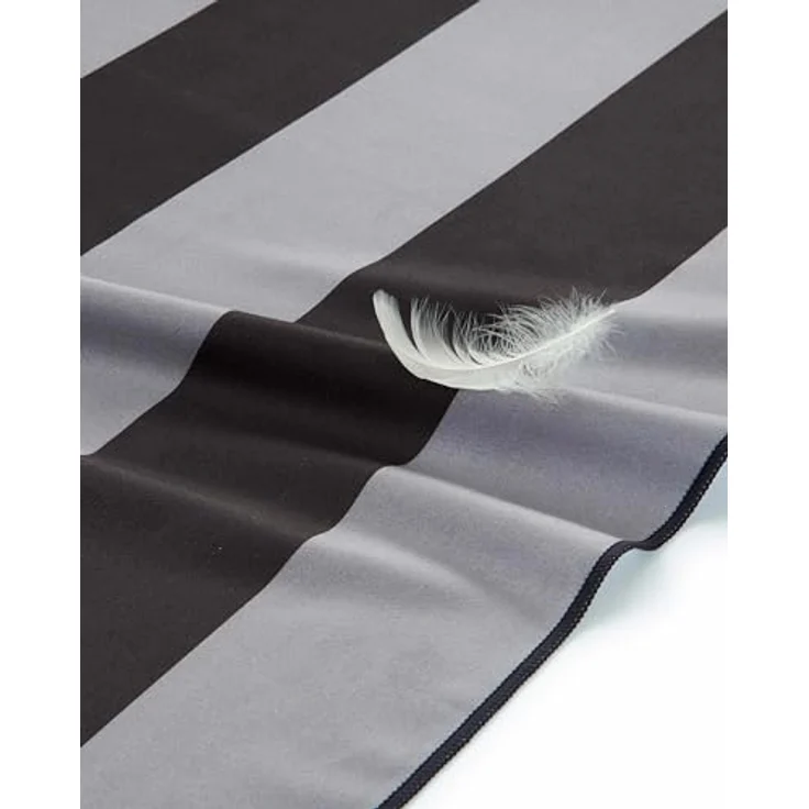 Fit-Flip Strandtuch XXL, Mikrofaser, leicht und schnelltrocknend, 100% recycelt, grau-dunkelgrau gestreift, 200x90cm – Bild 2