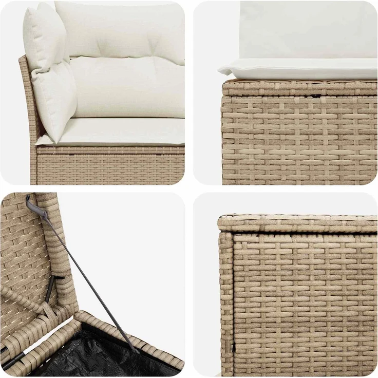 vidaXL Sofa Set 5 stk. Beige und Cremeweiß 179 x 179 x 85 cm 3447842 – Bild 6