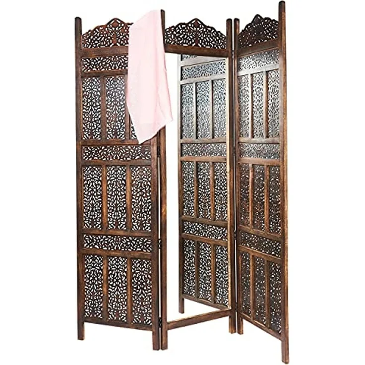 Marrakesch Orient & Mediterran Interior Paravent Holz Spiegel Paravent Raumtrenner Orientalisch Elroi (1 St), Handarbeit
