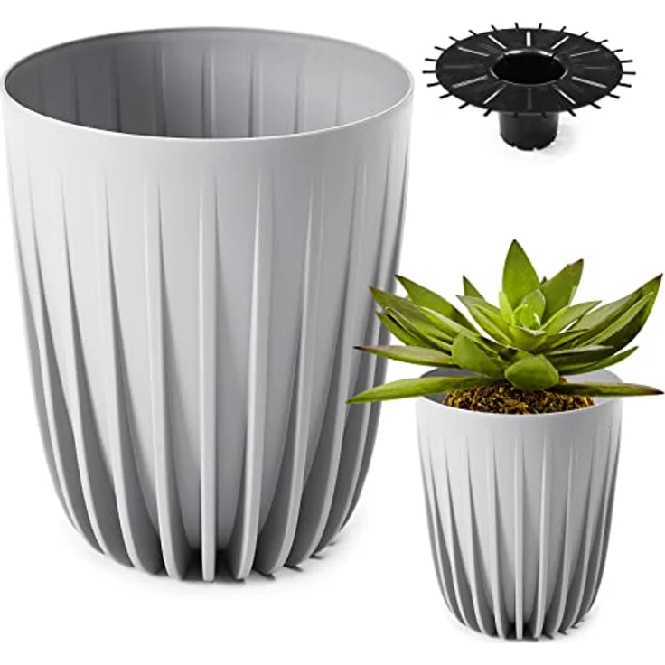 KONZEPT Blumentopf Hoher Blumentopf, Pflanzkübel Groß für Außen, Balkon, Übertopf mit Drainagesystem – Bild 2