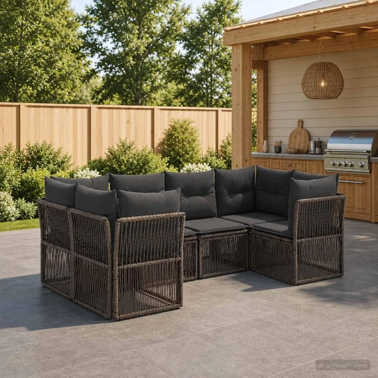 vidaXL Gartensofa-set 6 stk. 6-Sitzer Grau Poly-Rattan 3434333 – Bild 2