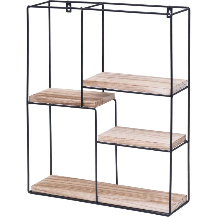 MCW Wandregal, Industrial Design, Beige, Holz, 4 Regalböden, 40x51x11 cm, montiert