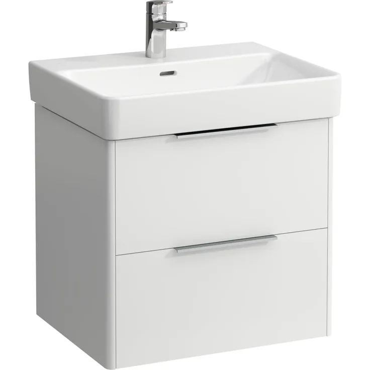Laufen Base Waschtischunterschrank, 2 Schubladen, 570 x 440 x 530 mm, für Waschtisch H810963, H402232110, Farbe: Weiß glänzend - H4022321102611