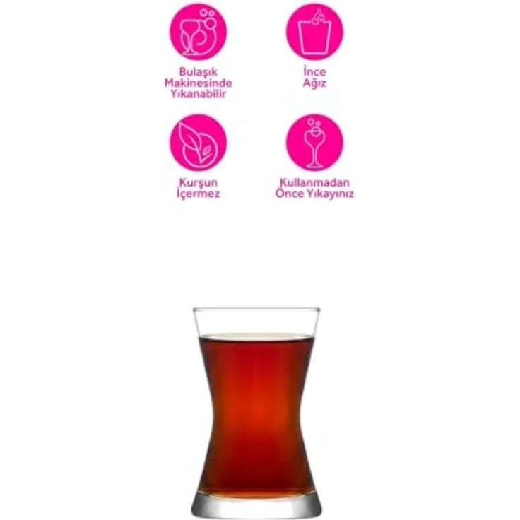 LAV Derin 6er-Set Teegläser 140 ml – Klassisch, transparent, für türkischen Tee – Bild 5
