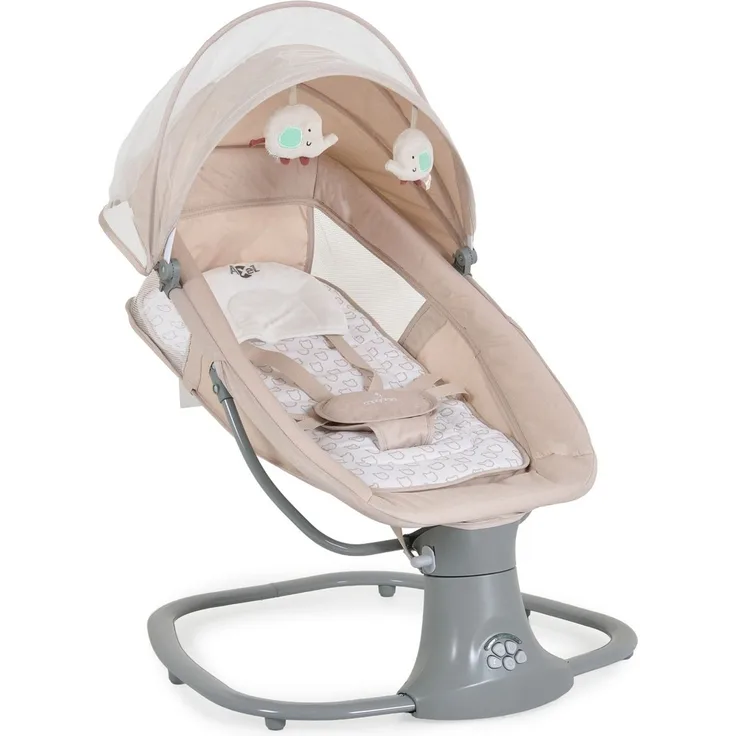 Moni Babywippe Axel 3 in 1 Schaukelfunktion Stubenwagen, Fernbedienung, Melodien, beige