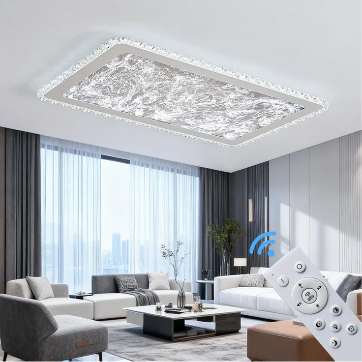 Eurotondisplay LED Deckenleuchte LED Deckenleuchte mit Fernbedienung Lichtfarbe Helligkeit einstellbar, LED fest integriert, Warumweiß, Neutralweiß, Kaltweiß, Lichtfarbe und Helligkeit einstellbar – Bild 2